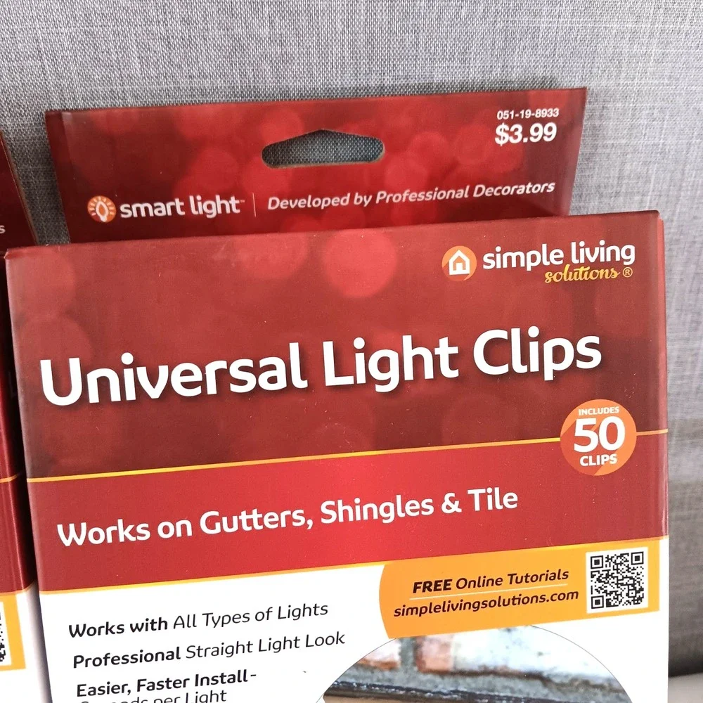 100 Universal Holiday Light Clips for‎ Gutters Shingles Tile - Simple Living NWT